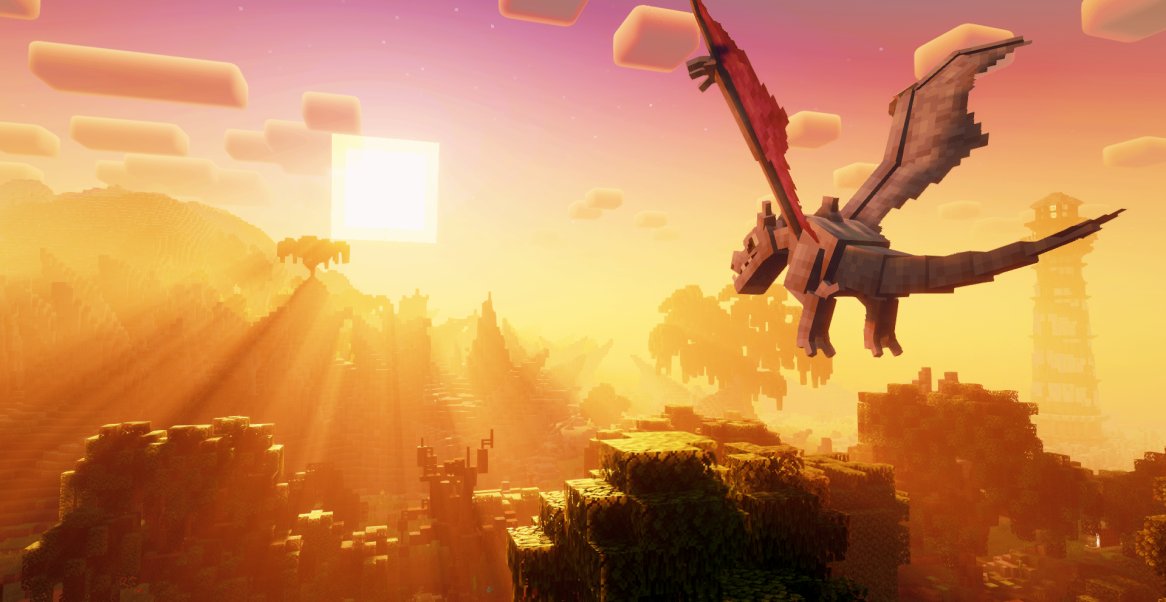 Dragon flying over the world at sunset